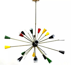 Multicolor Pintado a Mano Sputnik Lámpara Candelabro 24 Latón Brazo Techo Luces - £353.37 GBP