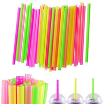 100 Pcs Neon Drinking Straws Smoothie Milkshake Tea Large Plastic Jumbo Party - £12.05 GBP