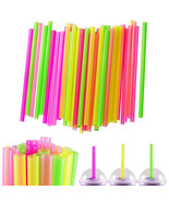 100 Pcs Neon Drinking Straws Smoothie Milkshake Tea Large Plastic Jumbo ... - £11.91 GBP