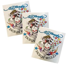 Ed Hardy Temporary Tattoo Lot of 3 “Born Wild Death or Glory” Skull Panther Star - £4.45 GBP