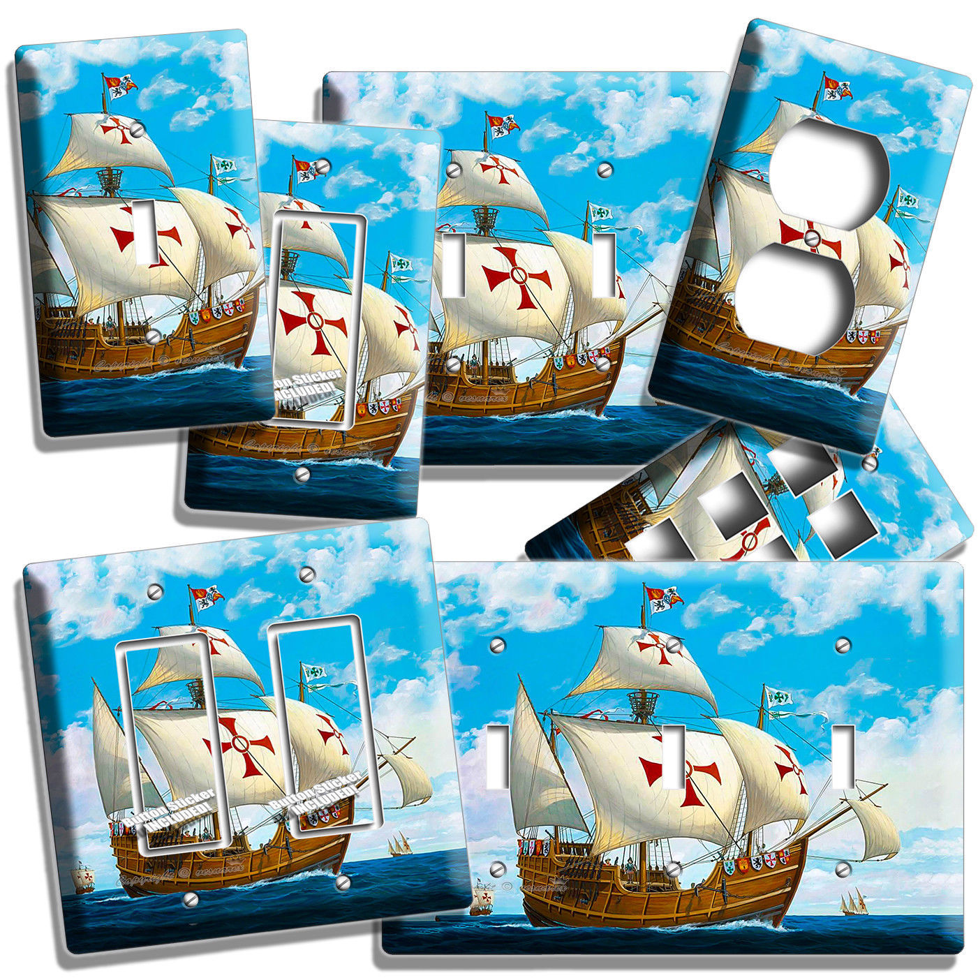 SANTA MARIA CHRISTOPHER COLUMBUS SHIP LIGHT SWITCH OUTLET WALL PLATES ROOM DECOR