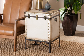 Lorand White Canvas Lift-Top Trunk End Table - $159.80