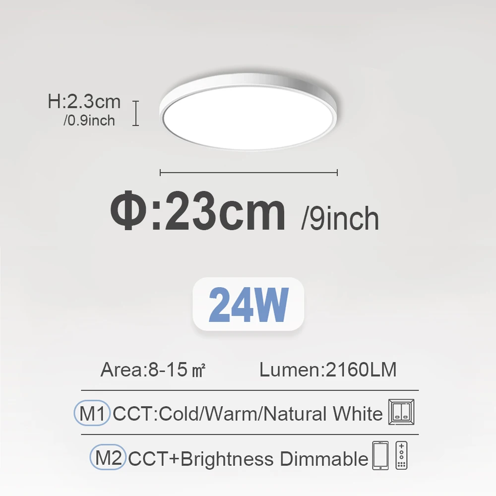 20Inch LED Ceiling Lights Smart APP Remote Control Brightness Dimmable Ceiling L - £149.64 GBP
