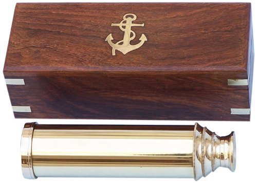 16" BRASS TELESCOPE WITH WOODEN BOX