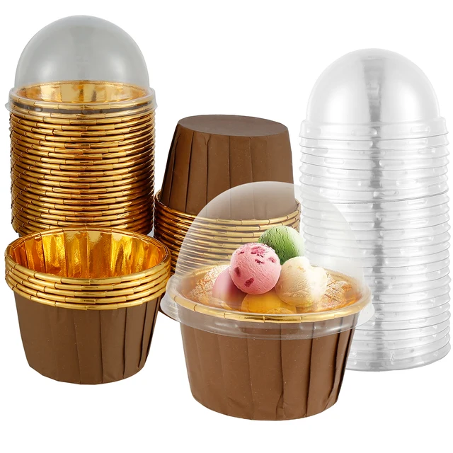 50Pcs Foil Cupcake Liners Aluminum Cake Cups Heat Resistant Baking Cups Cupcake  - £15.63 GBP