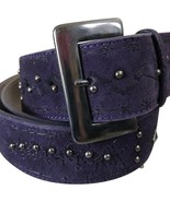 Donald Pliner Belt Dark Purple Suede Embellished Silver Metal Studs New ... - $123.09 CAD