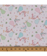 Flannel Cuddle Prints Storks Baby Pastels on White Flannel By the Yard D... - £14.34 GBP