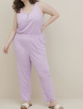 Torrid size 4/4X(26) lilac terrycloth swim coverup jumpsuit, pockets. NWT. - $34.99