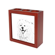Samoyed - Wooden stand for candles/pens with the image of a dog ! NEW COLLECTION - £15.97 GBP