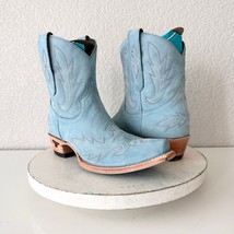 Lane LEXINGTON Blue Ankle Cowboy Boots 7.5 Leather Western Bootie Short Snip Toe - £139.65 GBP