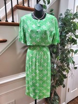 Vintage Donar Hadi Green Polyester Short Sleeve Top &amp; Knee Length Dress ... - $38.00