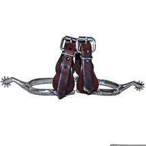 Ladies Youth Stainless Steel 9 Point Brass Rowell Spurs with Leather Spur Straps - $79.99