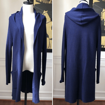 Honey Punch Long Blue Hooded Cardigan S M - $23.04