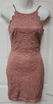 BCX Juniors Scalloped Lace Bodycon Dress, Mauve, size 1, NEW - £11.66 GBP