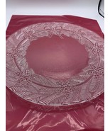 Christmas Heavy Etched Glass Serving Platter Wreath Design Excellent Con... - £13.56 GBP