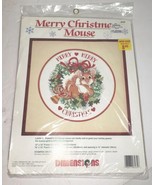 Dimensions Cross Stitch Kit 8435 MERRY CHRISTMAS MOUSE 1992 Stamped 12&quot; ... - $10.94 CAD