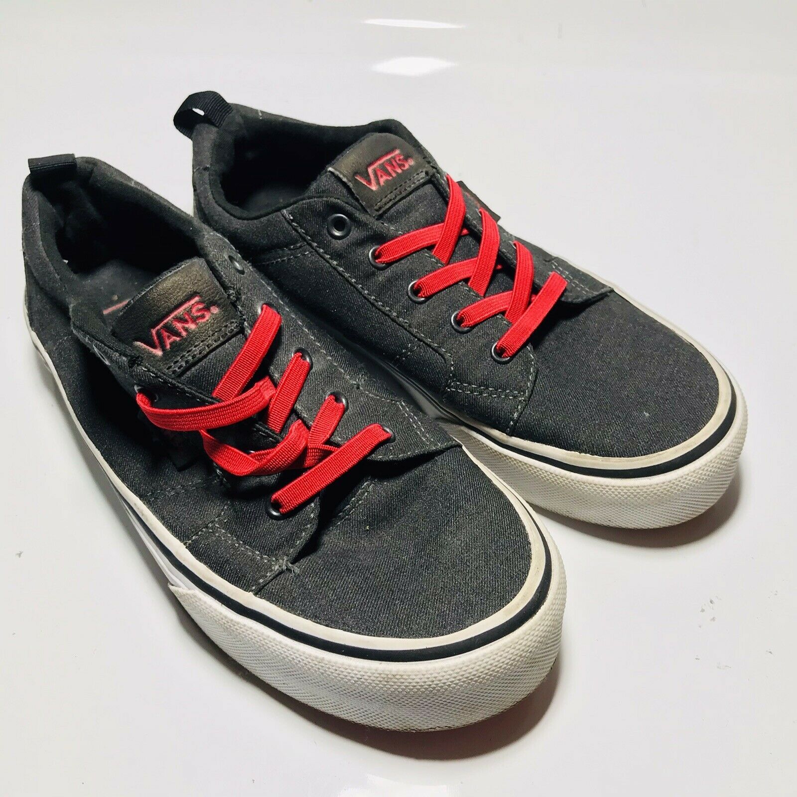 Vans Off The Wall Skate Sneaker Black Canvas Denim Youth Size 3 721454 - £15.97 GBP