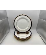 Set of 5 Lenox Bone China FEDERAL COBALT Salad Plates with Gold Trim - $159.99