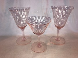 Three Pink Depression Glass Diamond Pattern Tumblers - $11.99