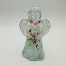 Fenton Angel Figurine 100 Year Anniversary Hand Painted Iridescent 2005 5in - $58.41