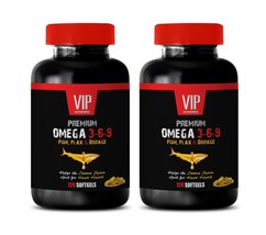 borage oil softgels - PREMIUM OMEGA 3 6 9 - blood pressure support 2 Bottles - $29.88