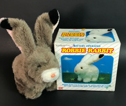 1986 Robbie Rabbit Mechanical Hopping Battery Operated Toy Brown Bunny - $32.95