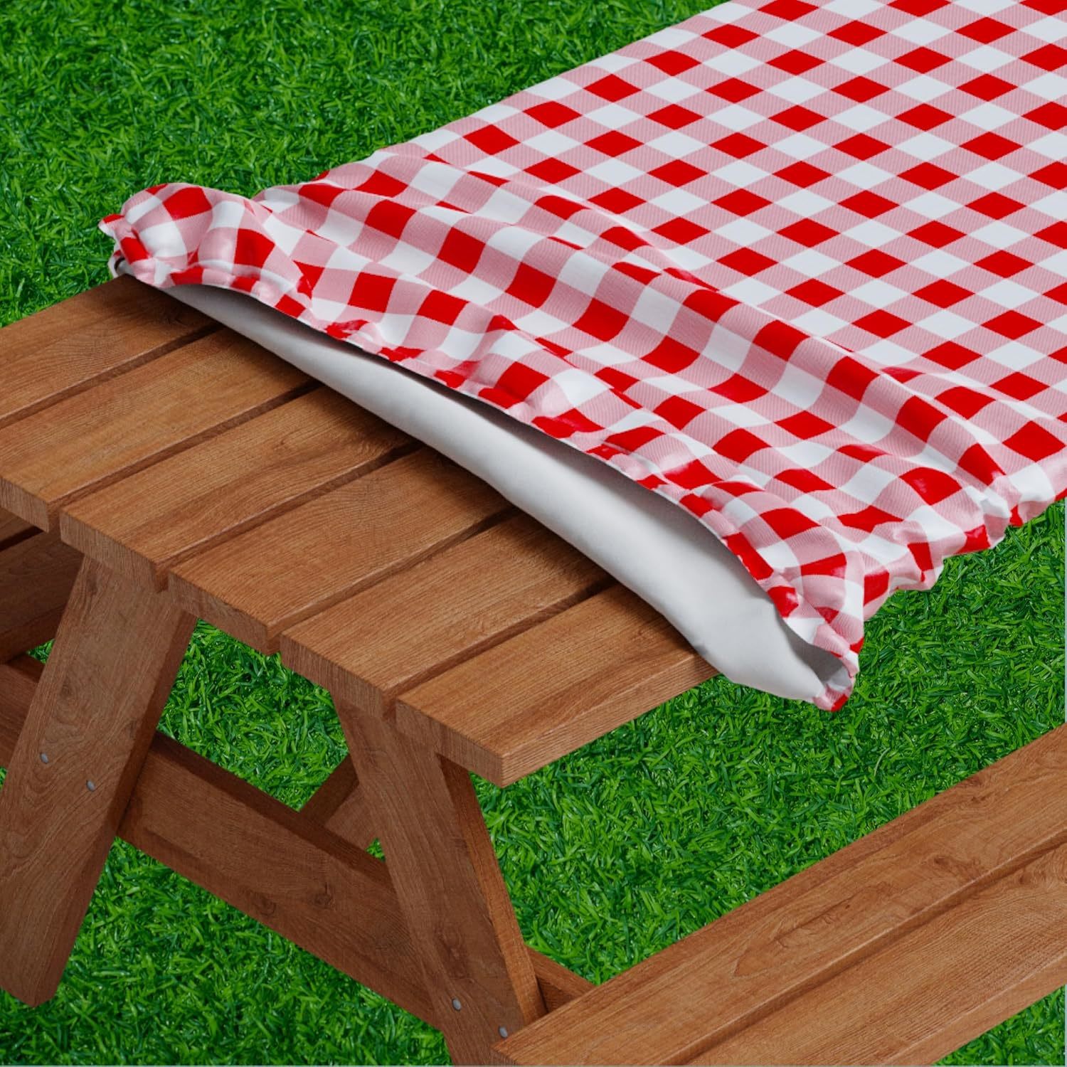 Picnic Tablecover -Fitted With Elastic, Vinyl With Flannel Back, Fits For Table
