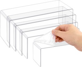 Five Packs Of Clear Acrylic Display Risers In Five Different Sizes Are I... - £35.60 GBP