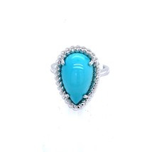 Natural Persian Turquoise Ring Size 6 14k WG 6.21 TCW Certified $4,250 221276 - £1,178.91 GBP