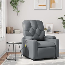 Massage Recliner Chair Gray Faux Leather - $8,017.72 MXN