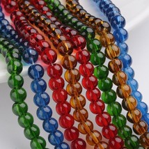 Glass Beads mixed colors lot of  10 strands 6mm round 29 inch strands  LG5 - $11.39