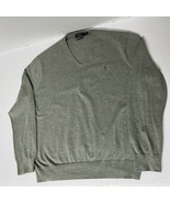 Polo Ralph Lauren Sweater Men XLT Gray/Green Pony 100% Pima Cotton V-Nec... - $425.49 MXN