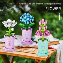 Building Blocks Flower Pot DIY Small Particles Educational Toys Desktop Decorati - £9.70 GBP