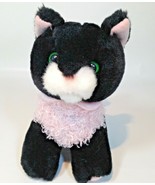 Animal Alley Black Cat Soft Plush Green Eyes Pink Curly Vest 2000 Toys R... - $54.83 CAD