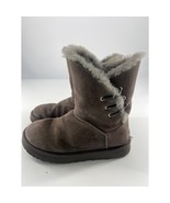 Ugg Constatine Satin Ribbon Boots Womens Size 7 Gray Charcoal Warm Y2K - $103.48 CAD