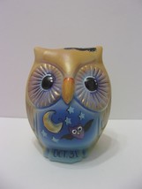 Fenton Glass October 31 Halloween Owl Figurine w Black Cat Ltd Ed #6/39 K Barley - £145.38 GBP