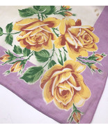 Vtg 1950s Hanky Handkerchief Purple Peach Cabbage Roses GORGEOUS Romantic  - $283.01 MXN