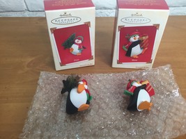 2003 Hallmark Mom &amp; Dad Penguin Christmas Ornaments - Set of 2 - Box Damage to 1 - £14.31 GBP