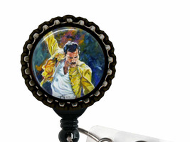 Queen FREDDIE MERCURY 3D Bottle Cap Retractable ID Badge Reel - $8.95