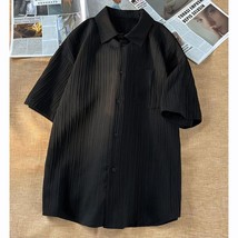 Camisas Negras Mujer Coreanas Informale Holgadas Pliegues Y2K Verano Man... - £20.38 GBP