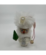 Vtg Steinbach Russian Santa White Body &amp; Faux Fur Hat Wood Christmas Orn... - $28.06 CAD
