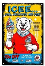 ICEE Rectangle Rectangular Aluminum Retro Remake Sign  Slurpee 12x8 Kl - $34.84 CAD