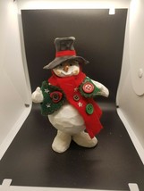 Snowman Resin Figurine Christmas 7&quot; W/ Spring, Kurt Adler Bobble style d... - £8.88 GBP