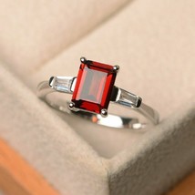 925 Sterling Silver Certified Handmade 7Ct Garnet Stone Cluster Ring For Beloved - £41.99 GBP