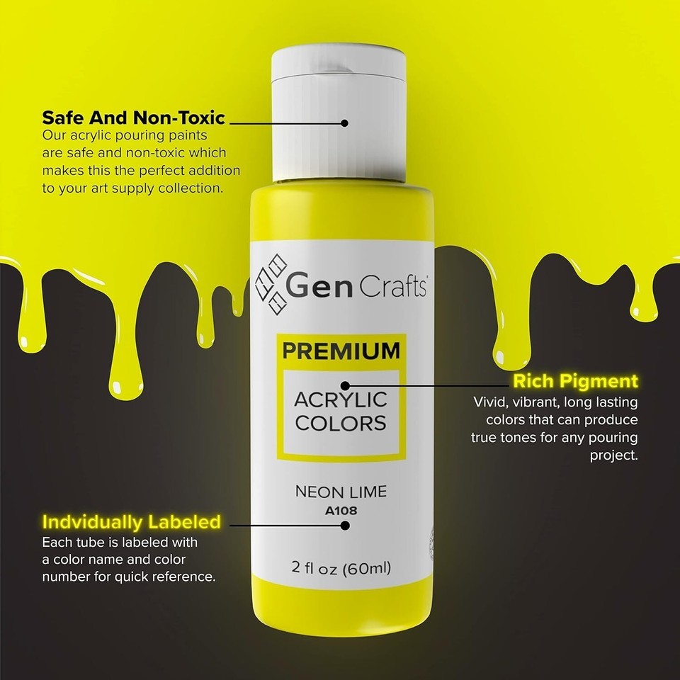 12 Colors Neon Acrylic Pouring Paint - Safe & Ready to Use for Stunning Art Item image 7