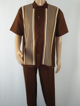 Men Silversilk 2pc walking leisure suit Italian woven knits 3114 brown - £118.86 GBP