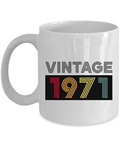 Vintage 1971 Colorful Coffee Mug 11oz Ceramic Gift For Women, Men 51 Years Old W - £13.41 GBP