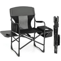 Folding Camping Directors Chair with Cooler Bag and Side Table-Black - C... - $142.93