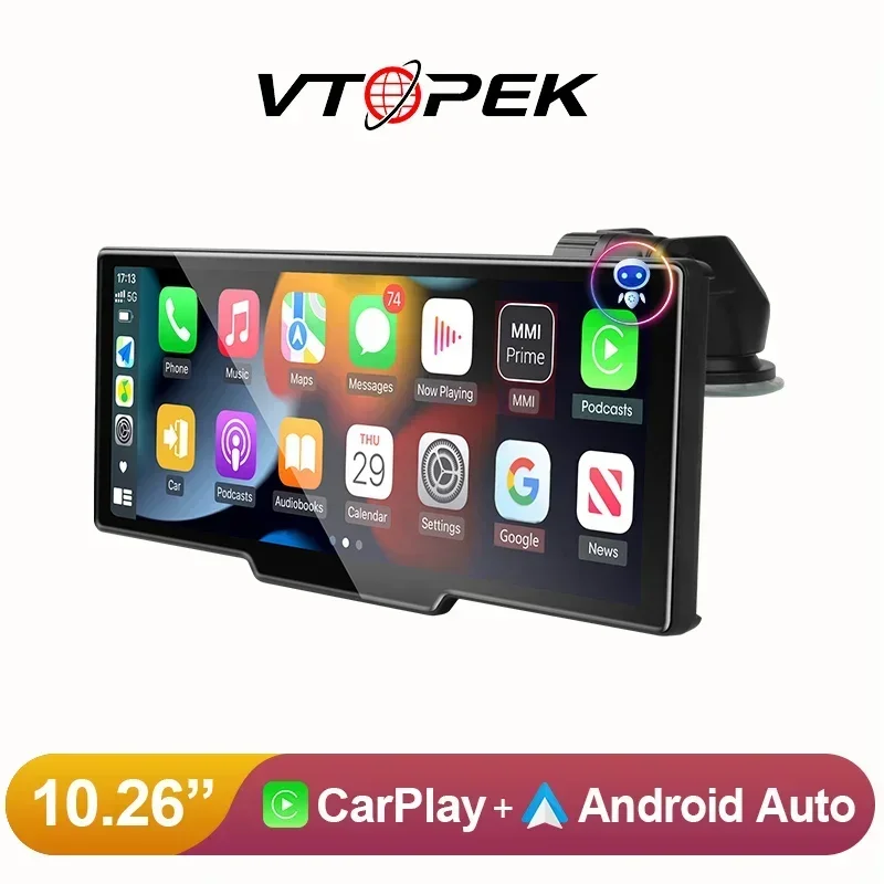 Vtopek 10.26&quot; Dash Cam 4K 2160P Rearview Camera Carplay &amp; Android Auto DVR GPS - £82.77 GBP+