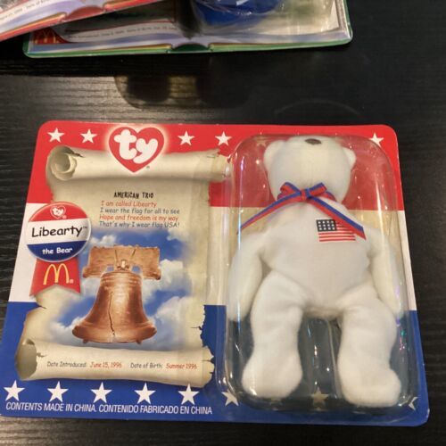 Primary image for Mcdonalds Libearty The Bear Teenie Beanie Baby 1996 New in package RARE